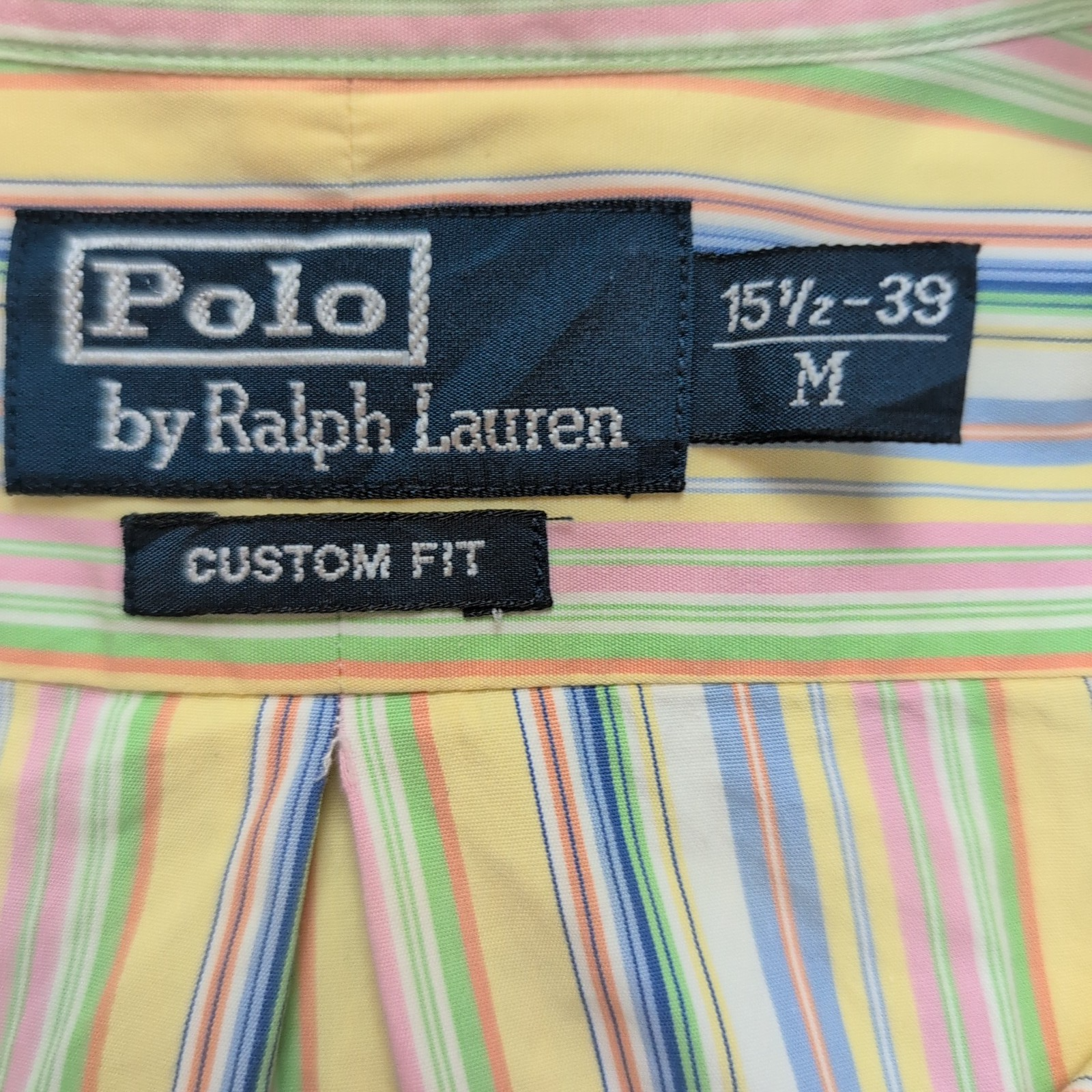 Chemise Polo Ralph Lauren Custom Fit M Rayures Multicolores Logo Bleu