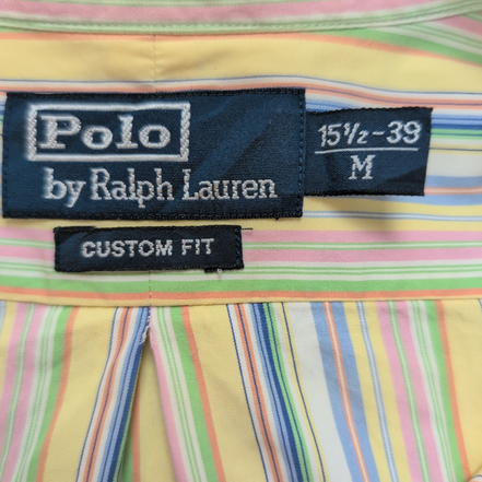 Chemise Polo Ralph Lauren Custom Fit M Rayures Multicolores Logo Bleu