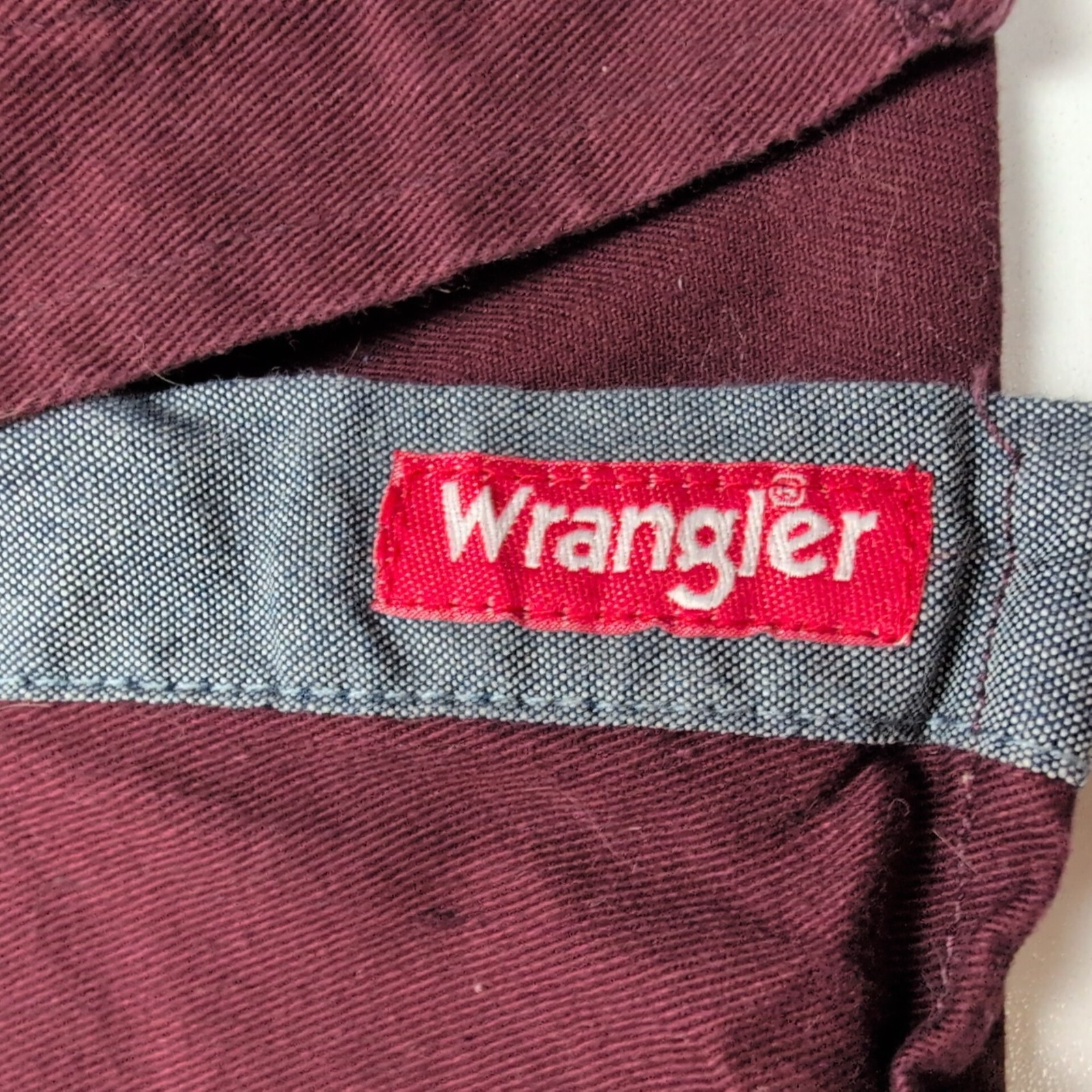 Chemise Wrangler Manches Longues Bordeaux 100% Coton avec Poches Taille XL