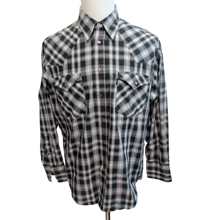 Chemise Levi's Western L Carreaux Noir Blanc Pressions Cowboy manches longues