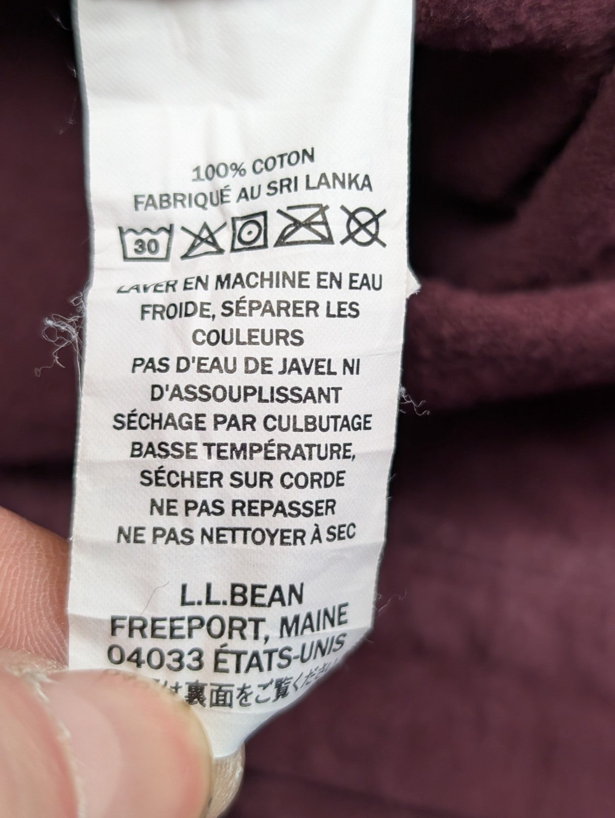 Chemise L.L.Bean T.XL TALL Chamoisette Épaisse Bordeaux Vtg 100% Coton