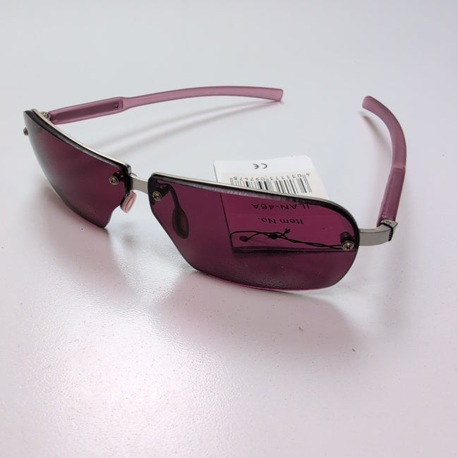 Lunettes de soleil Y2K Rectangulaires Bordeaux et Monture Métal Grise