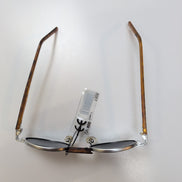 Lunettes de soleil Y2K Ovales Gris Satiné Branches Fines Effet Bois