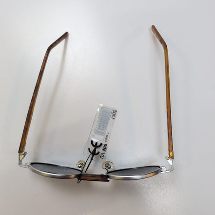 Lunettes de soleil Y2K Ovales Gris Satiné Branches Fines Effet Bois