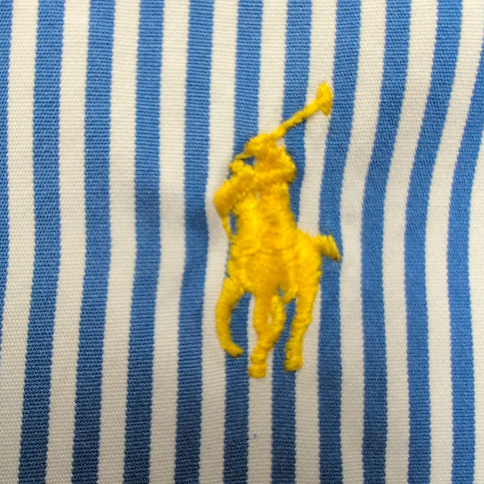 Chemise Ralph Lauren L Tall Bleue Rayures Logo Jaune Manches Longues