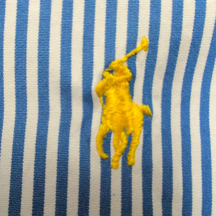 Chemise Ralph Lauren L Tall Bleue Rayures Logo Jaune Manches Longues