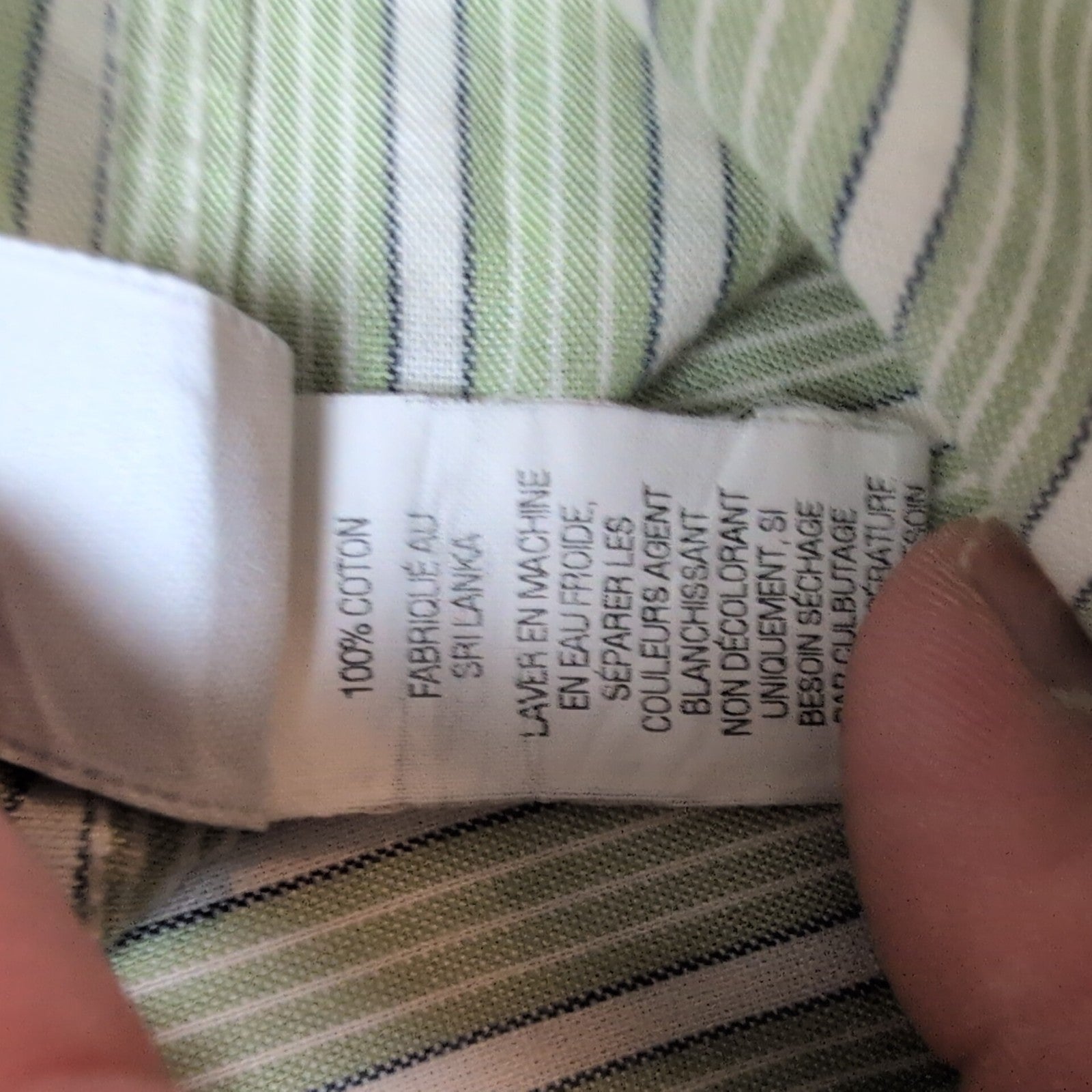 Chemise L.L. Bean verte à rayures manches courtes taille L #29e