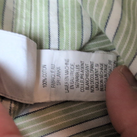 Chemise L.L. Bean verte à rayures manches courtes taille L #29e