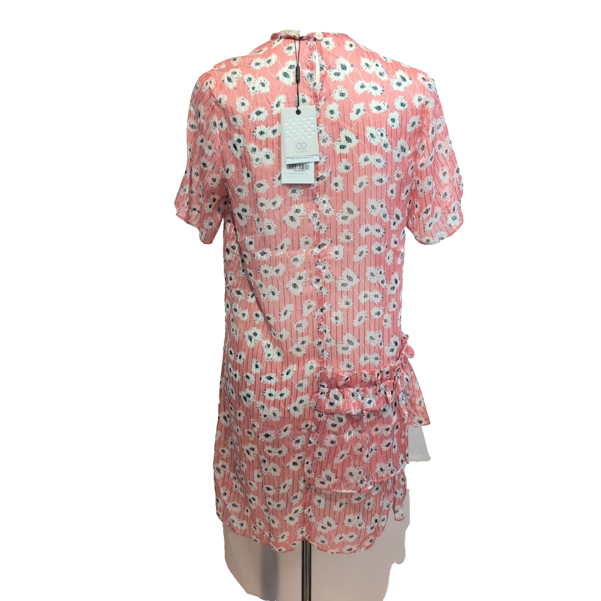 Robe Cubic S Rose Marguerites Manches Courtes Neuve Étiquette