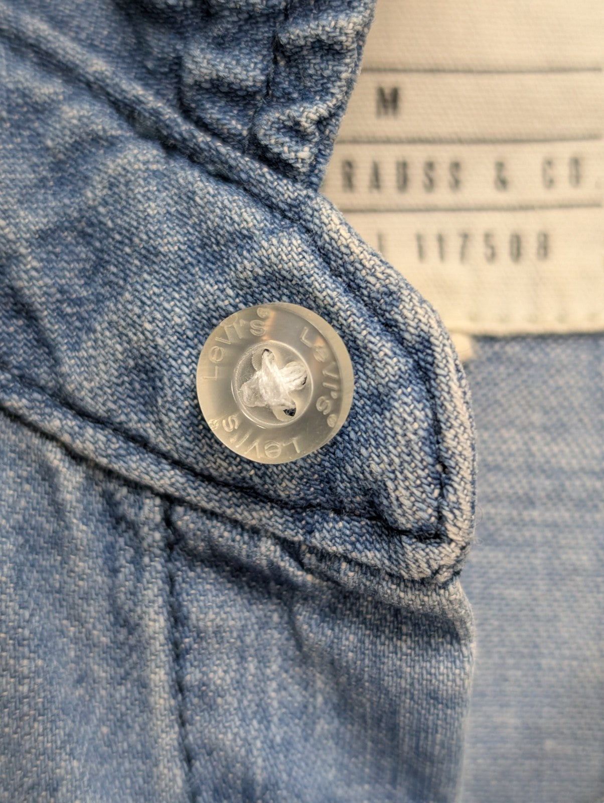 Chemise LEVI'S Western Jean Denim Bleu Clair - Boutons Pression - Taille M
