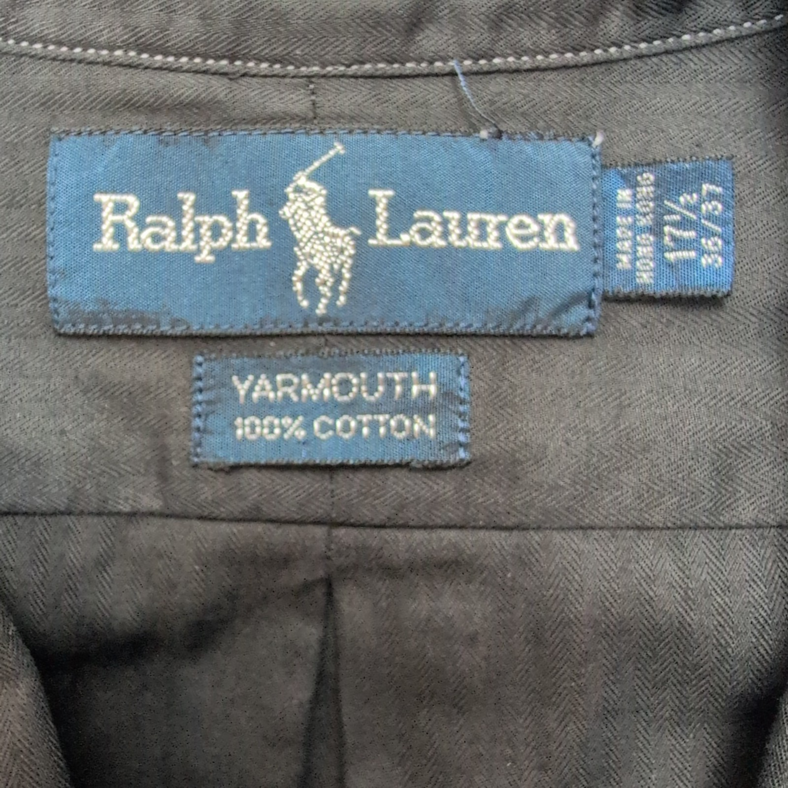 Chemise Ralph Lauren Yarmouth XL XXL Noire Manches Longues Logo Kaki