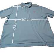 Polo manches courtes Polo Ralph Lauren XL bleu ciel logo rose coton