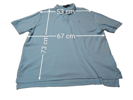 Polo manches courtes Polo Ralph Lauren XL bleu ciel logo rose coton