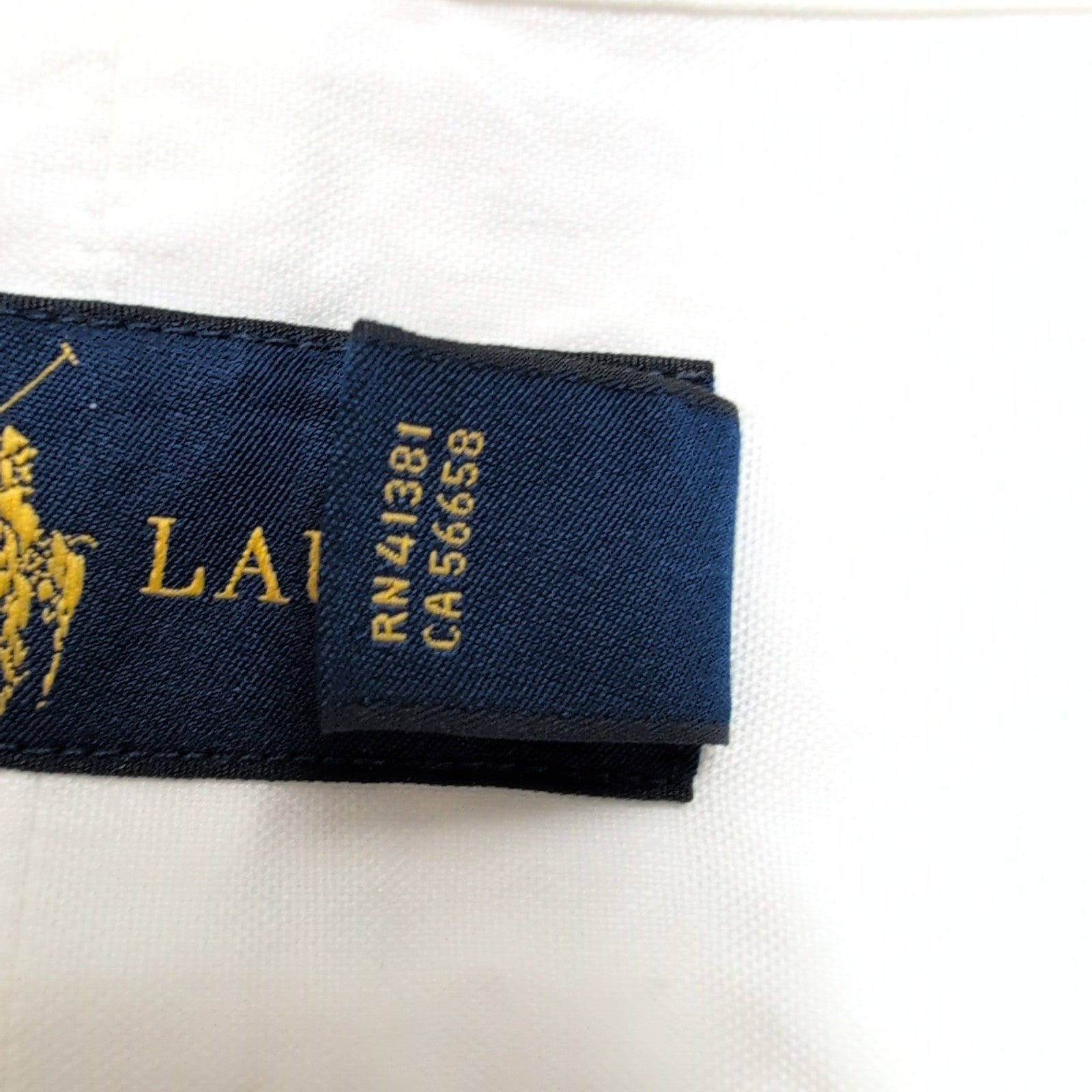 Chemise Ralph Lauren L Blanche Coton Logo Bleu Marine Button Down Shirt