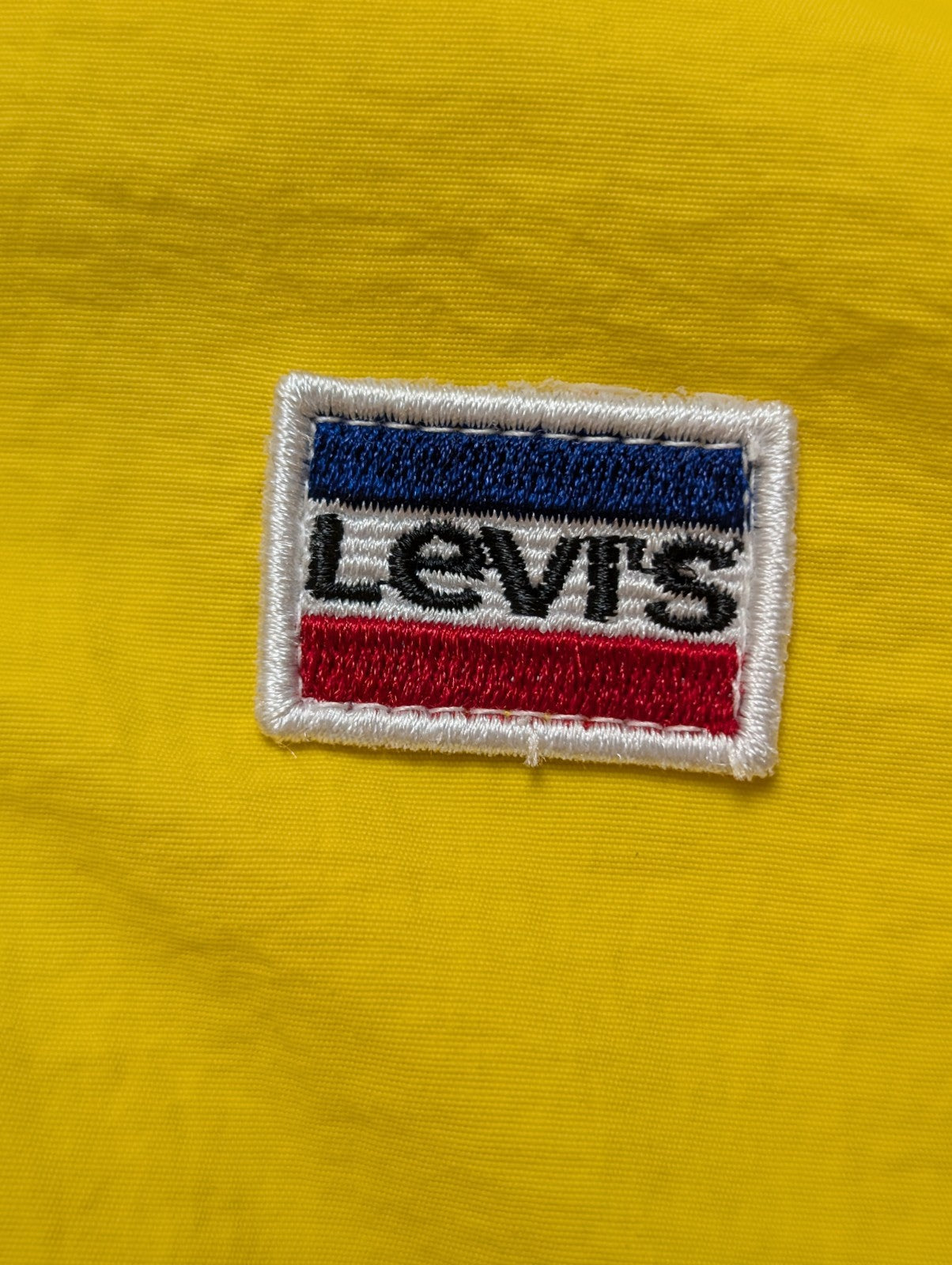 Blouson Levis Homme L Coupe-Vent Nylon Capuche Jaune Bleu Marine Veste Fine Neuf
