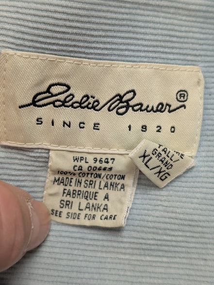 Chemise EDDIE BAUER T.XL TALL Velours Côtelé Vert Pâle Vtg