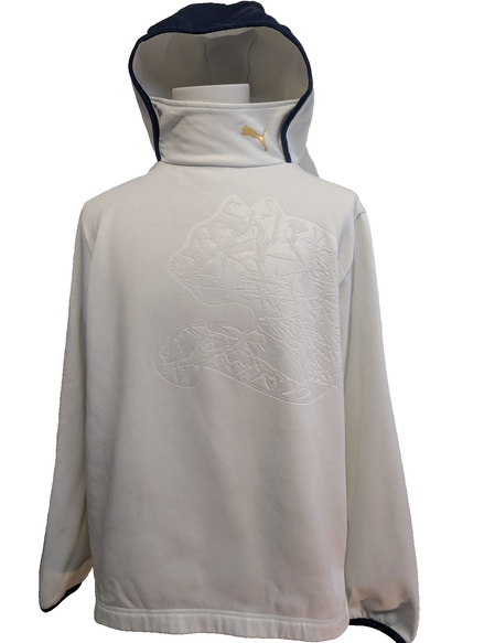 Sweat à Capuche Puma Blanc - Logo Gaufré & Détails Or - Taille L