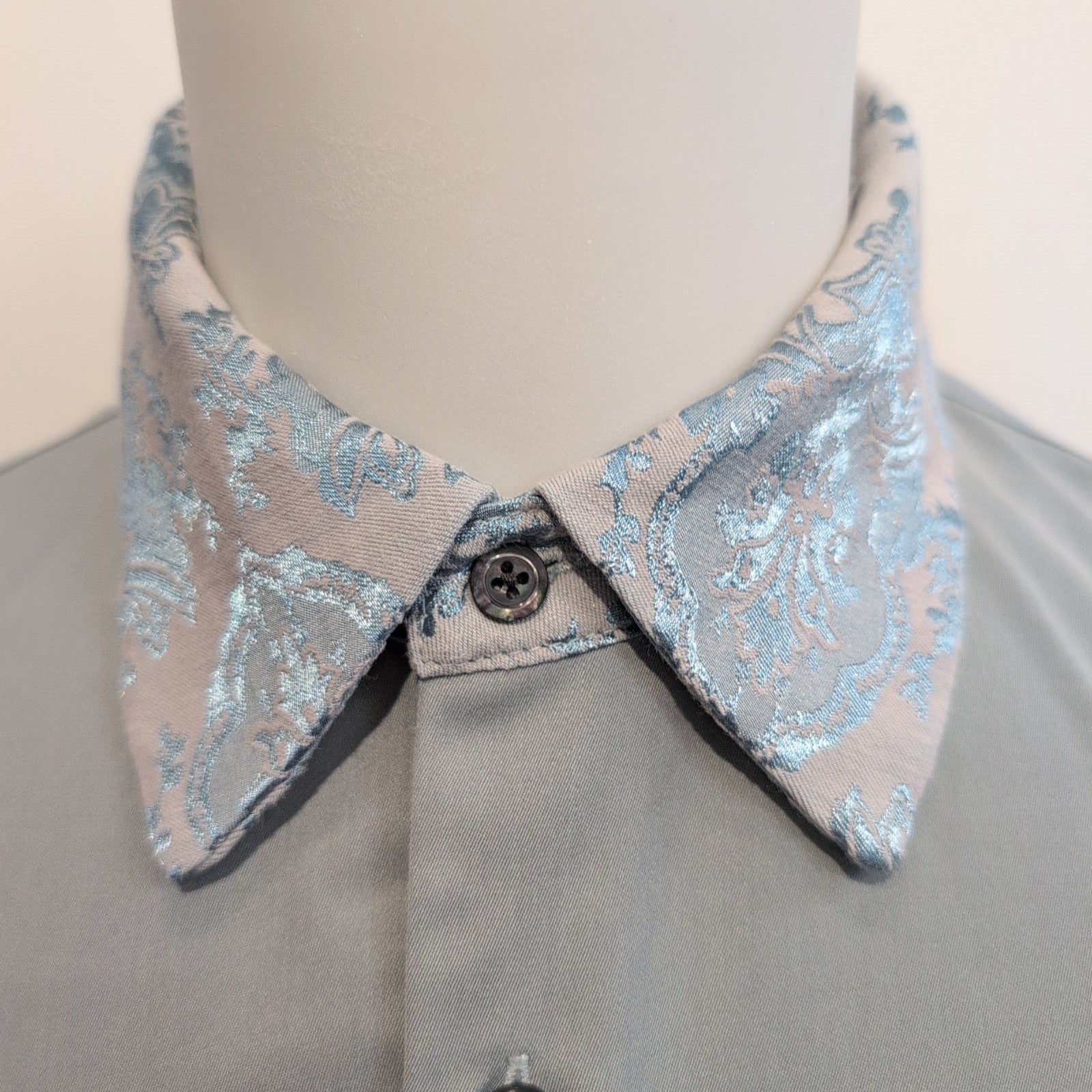 Chemise HARE S Vert Pâle Col Motif Satiné Manches Courtes Japon