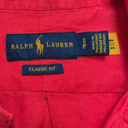 Chemise Ralph Lauren Classic Fit S Rouge 100% Lin QR Code Logo Bleu