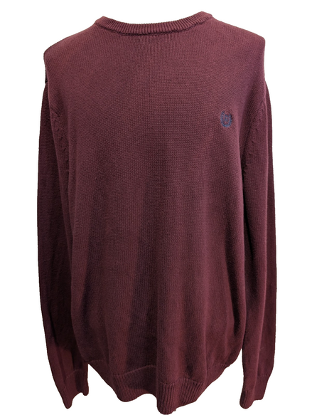 Pull Chaps vintage bordeaux col rond homme taille XL/XXL