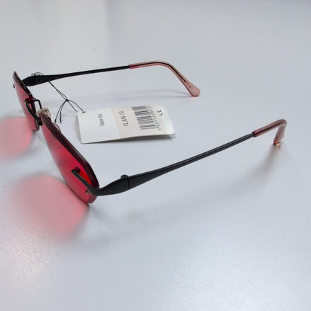 Lunettes de soleil Cyber Y2K Verres Rouges Branches Fines Métal Noir Mat