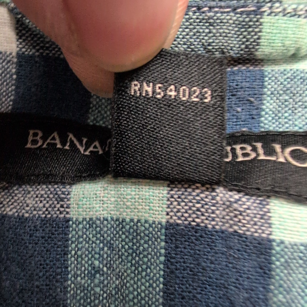 Chemise Banana Republic 100% Lin Bleu Vert Carreaux Manches Courtes Taille XL