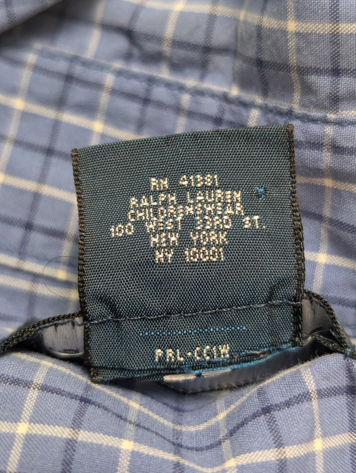 Chemise Polo Ralph Lauren Shirt Enfant XL 16 18 Ans Custom Fit Carreaux Bleu