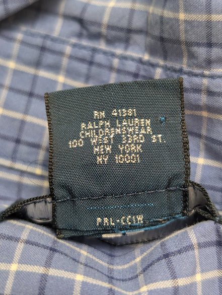 Chemise Polo Ralph Lauren Shirt Enfant XL 16 18 Ans Custom Fit Carreaux Bleu