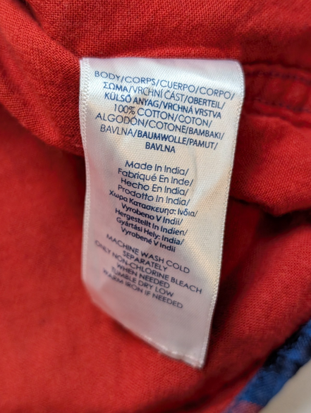 🌲 CHEMISE DOUBLÉE CHAPS XL (TG) CARREAUX ROUGE BLEU MARINE