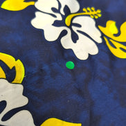 Chemise hawaïenne XXL bleu nuit fleurie voilier manches courtes vintage