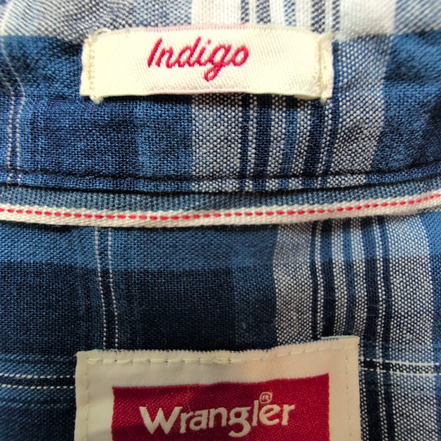 Chemise Wrangler Indigo à Carreaux Bleu et Blanc avec Poches Taille L