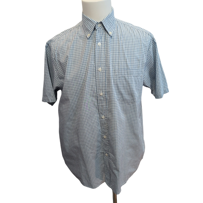 Chemise Wrangler Hero bleue à petits carreaux manches courtes à poche taille M