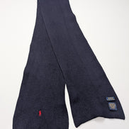 Écharpe Polo Ralph Lauren Bleu Marine 100% Laine Mérinos Logo Rouge