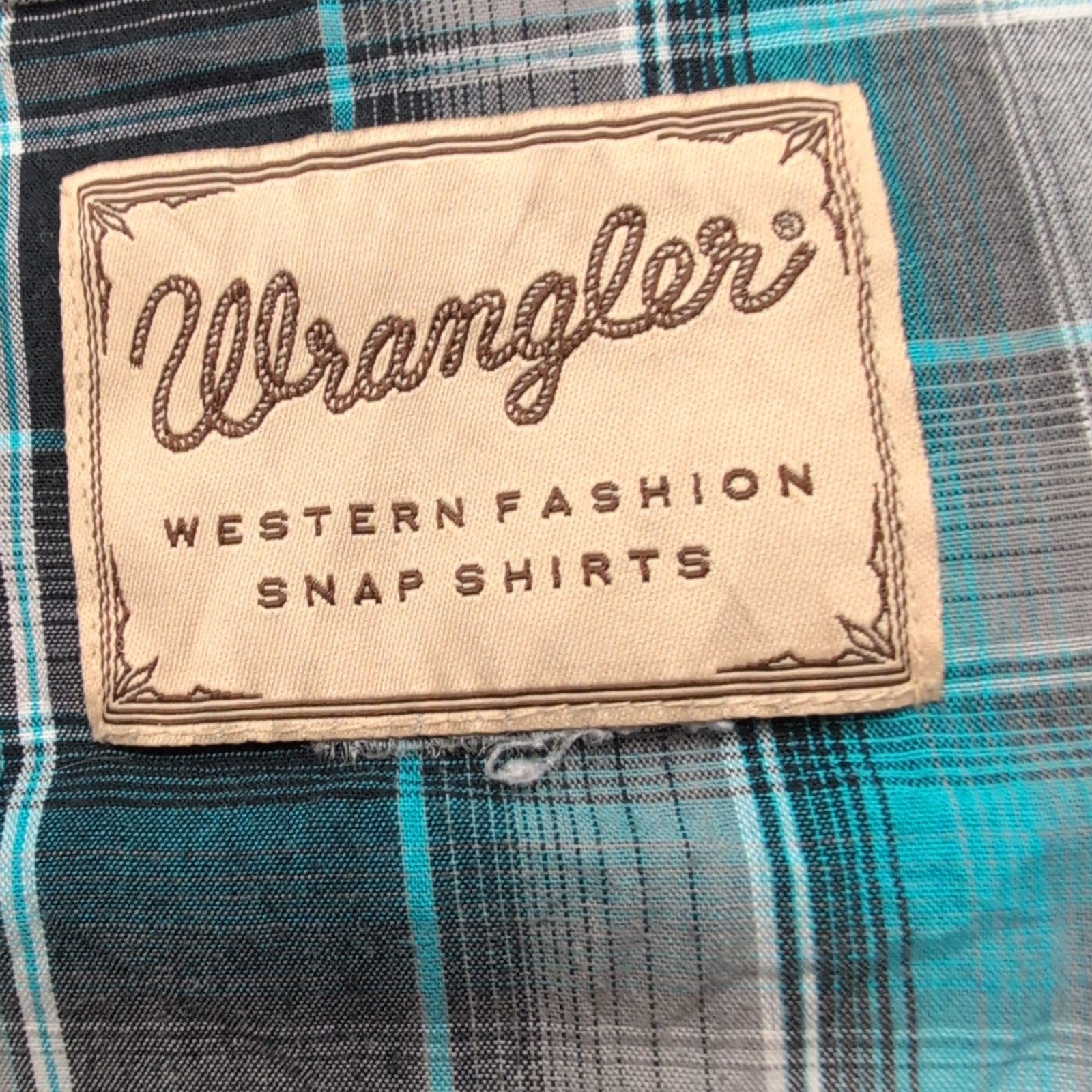 Chemise Wrangler Manches Courtes Turquoise à Carreaux à Poches Taille XL