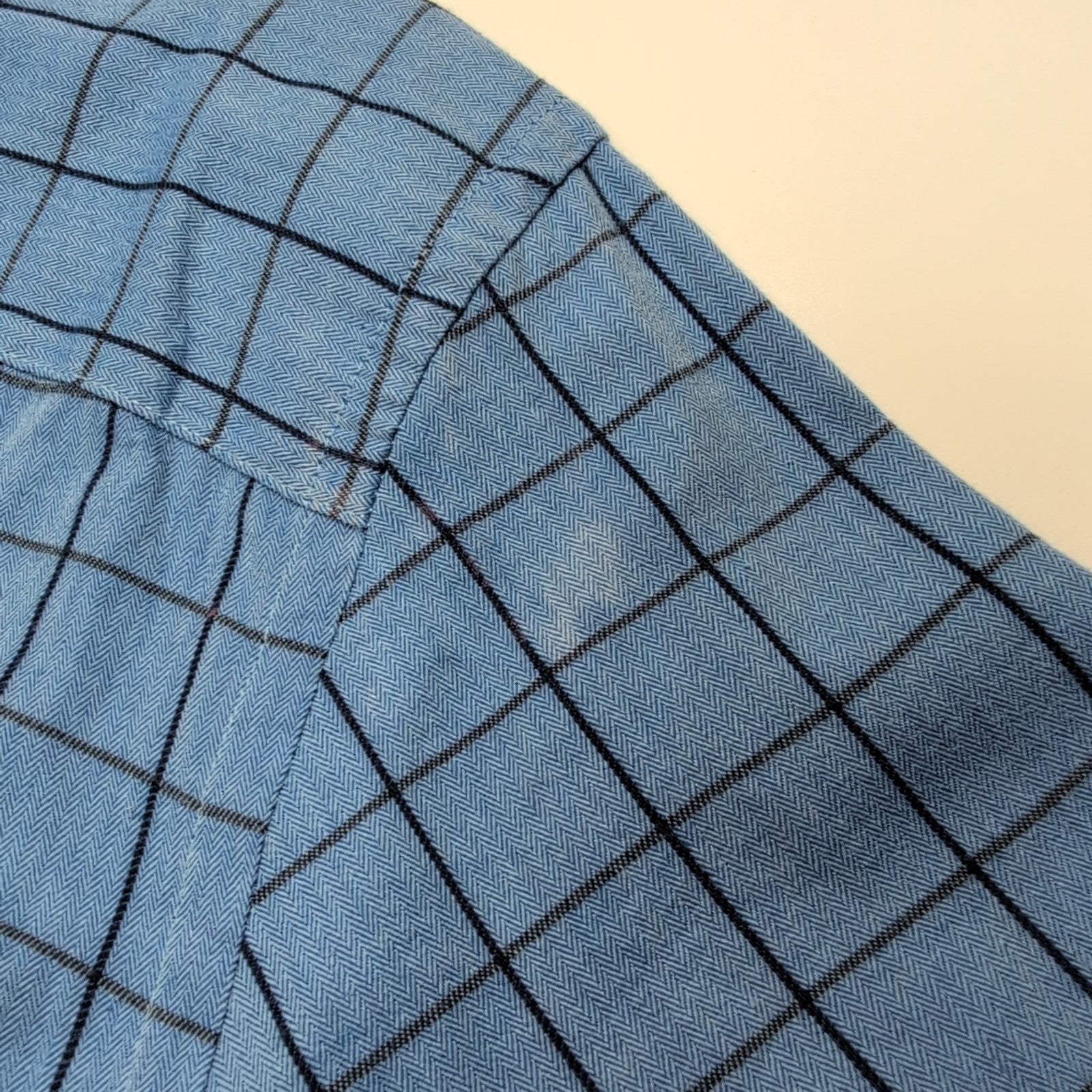 Chemise Chaps Easy Care Twill bleu ciel carreaux manches longues 1 poche L