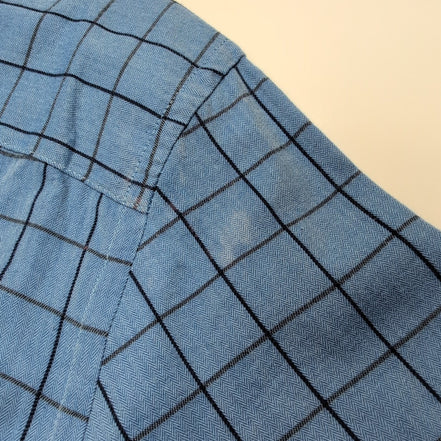 Chemise Chaps Easy Care Twill bleu ciel carreaux manches longues 1 poche L