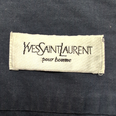 Chemise YVES SAINT LAURENT XL Bleu Marine Unie Manches Courtes Logo Brodé
