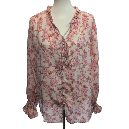 Chemisier Gentle Fawn Femme 2XL Fleuri Rose Manches Poète Neuf