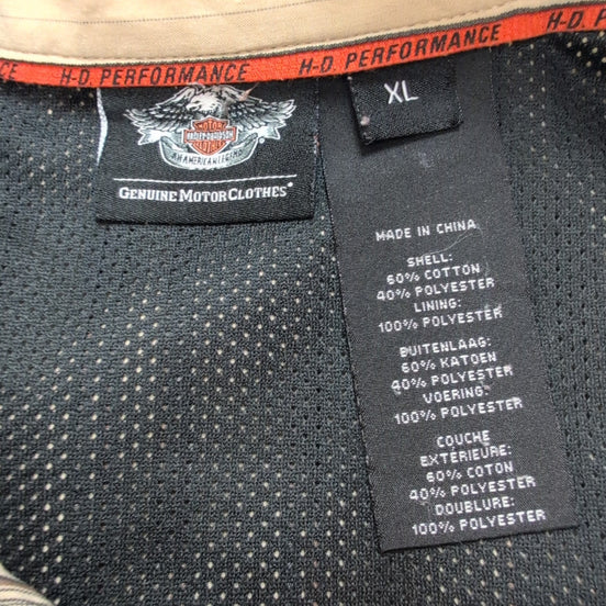 Chemise Harley Davidson XL Beige Rayures Brodée Dos Moto USA