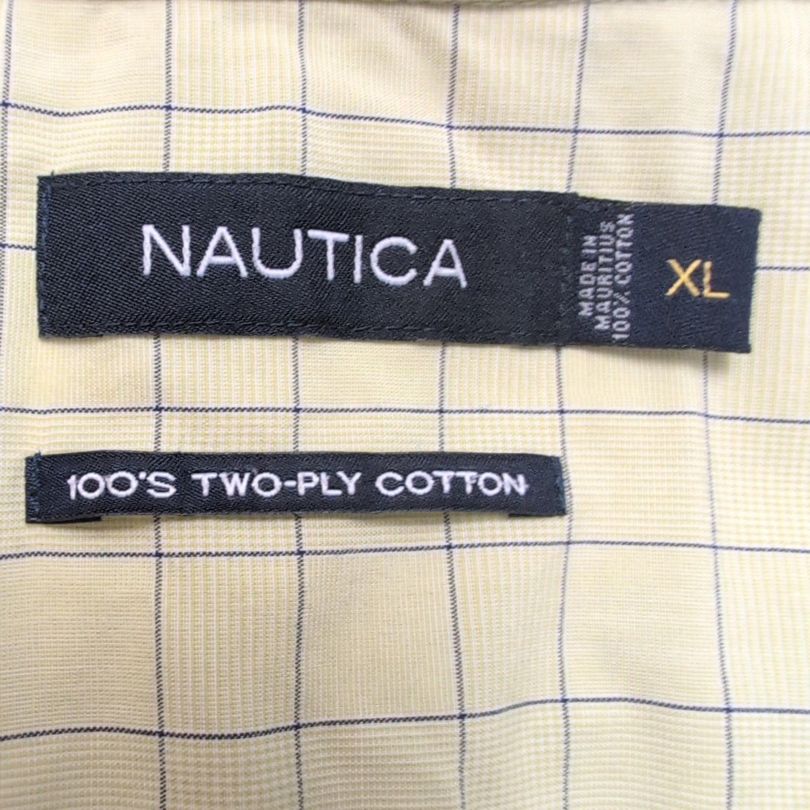 Chemise Nautica XL Vert Pâle Carreaux Bleus 100% Coton Manches longues