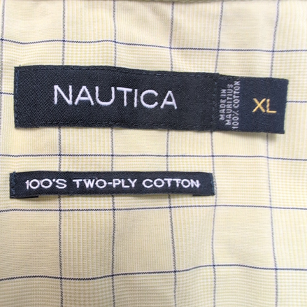 Chemise Nautica XL Vert Pâle Carreaux Bleus 100% Coton Manches longues