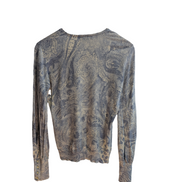 Pull femme LAUREN Ralph Lauren Soie Coton M motif cachemire paisley bleu gris
