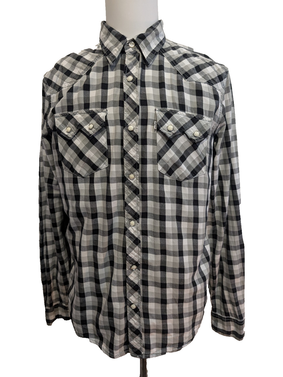 Chemise Levi's Western Noir et Blanc Carreaux Pressions Nacrées - Taille L