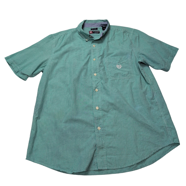 Chemise CHAPS verte à carreaux manches courtes taille L #1e