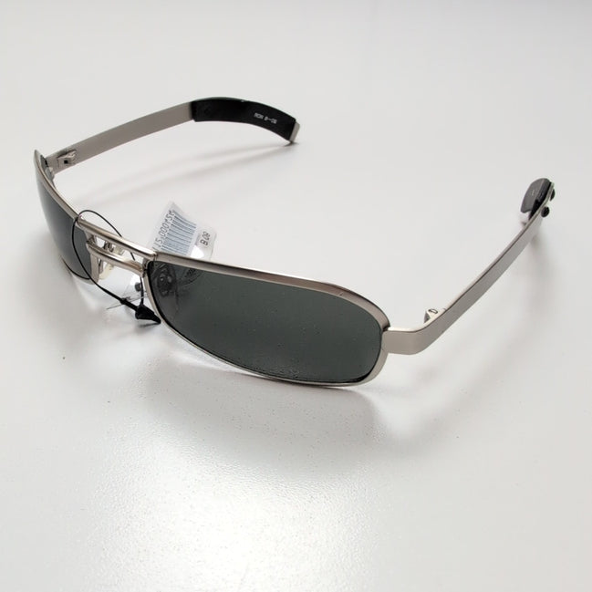 Lunettes de soleil Y2K Rectangulaires Gris Satiné Branches Larges Robustes