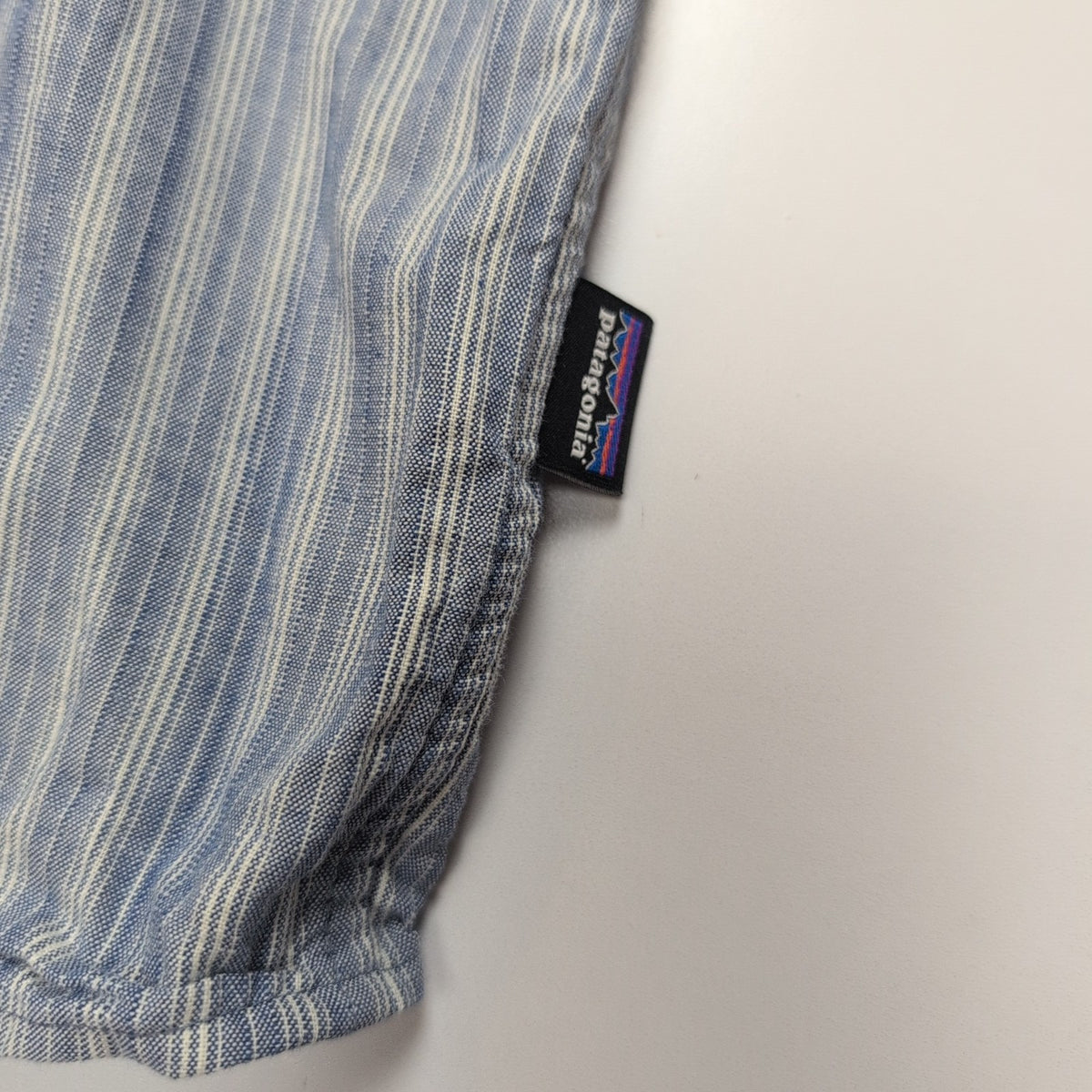 Chemise Patagonia XL bleue à rayures coton organique manches courtes