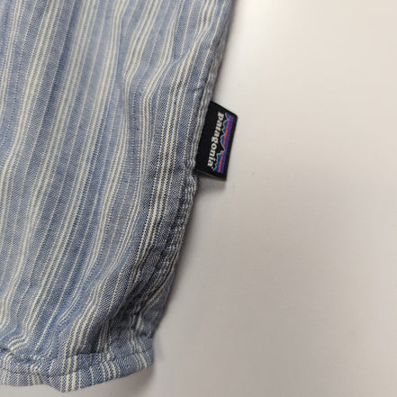 Chemise Patagonia XL bleue à rayures coton organique manches courtes
