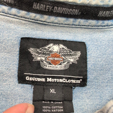 Chemise Harley Davidson Jean XL Dos Imprimé Vintage 100% Coton