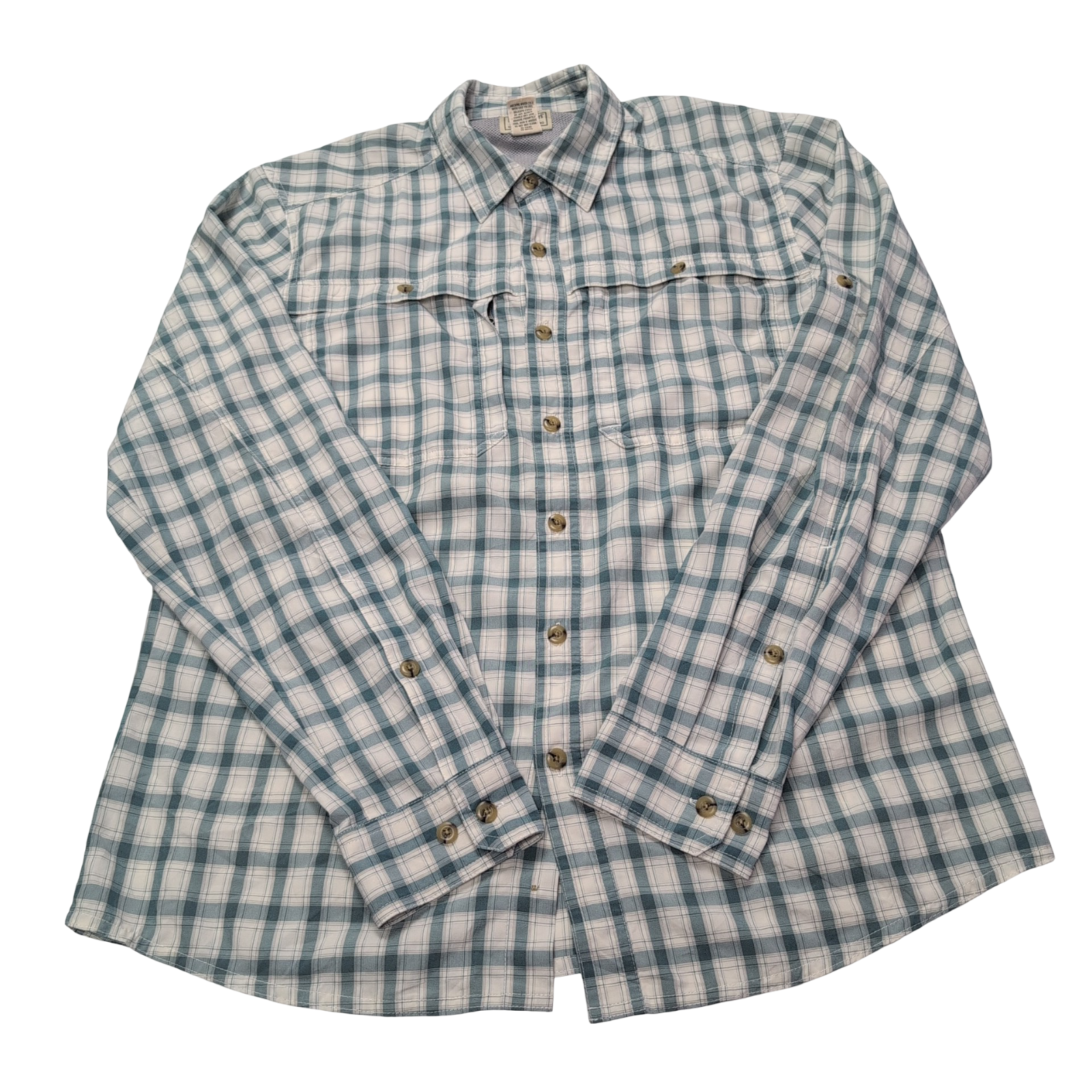 Chemise L.L. Bean Nylon kaki à carreaux taille M #142e