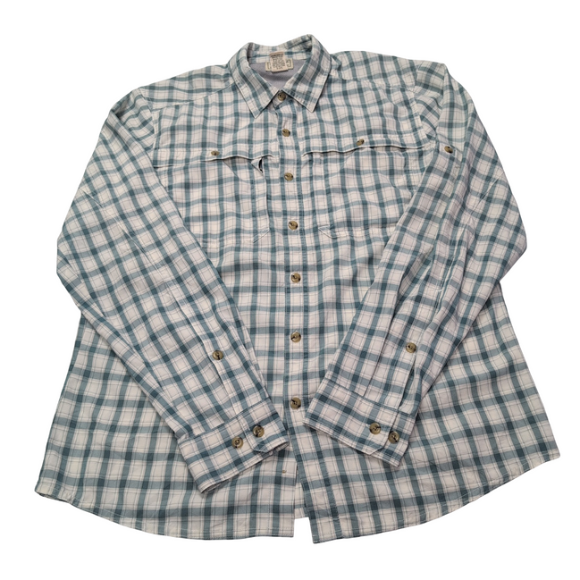 Chemise L.L. Bean Nylon kaki à carreaux taille M #142e